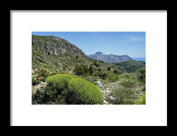 Mountain Landscape Framed Print featuring the photograph Green mountain landscape near the Mediterranean coast by Adriana Mueller