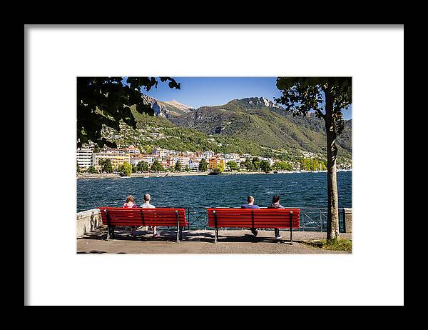 Locarno Framed Print featuring the photograph Bench in Locarno by Craig A Walker