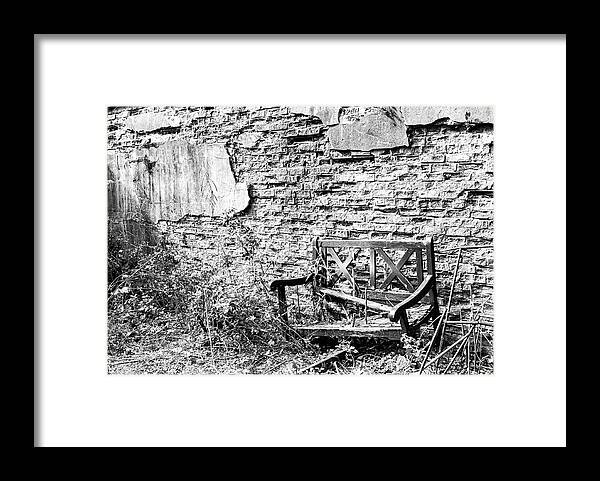 Bench Wall Old Framed Print featuring the photograph Bench Wall 2 by John Linnemeyer