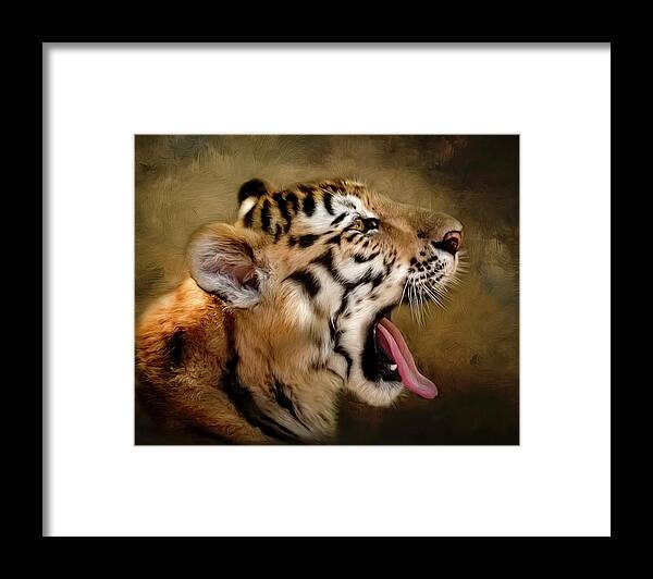 Tiger Framed Print featuring the digital art Bengal Tiger by Maggy Pease