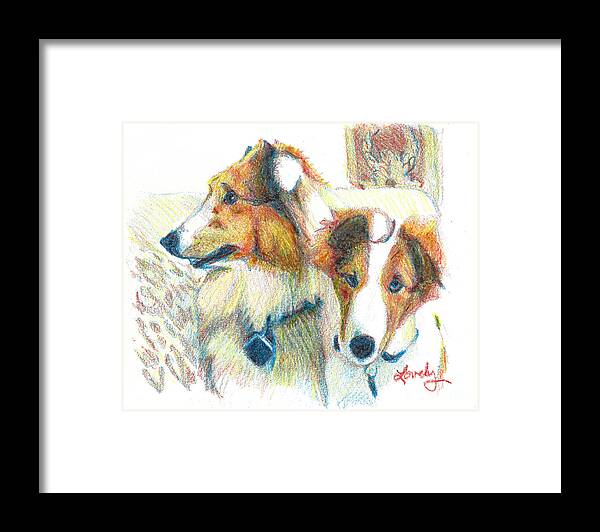 Dogs Framed Print featuring the painting Bentley and Brodie by Candace Lovely