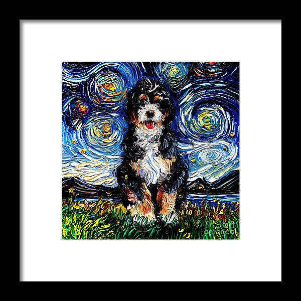 Golden Doodle Framed Print featuring the painting Bernedoodle by Aja Trier