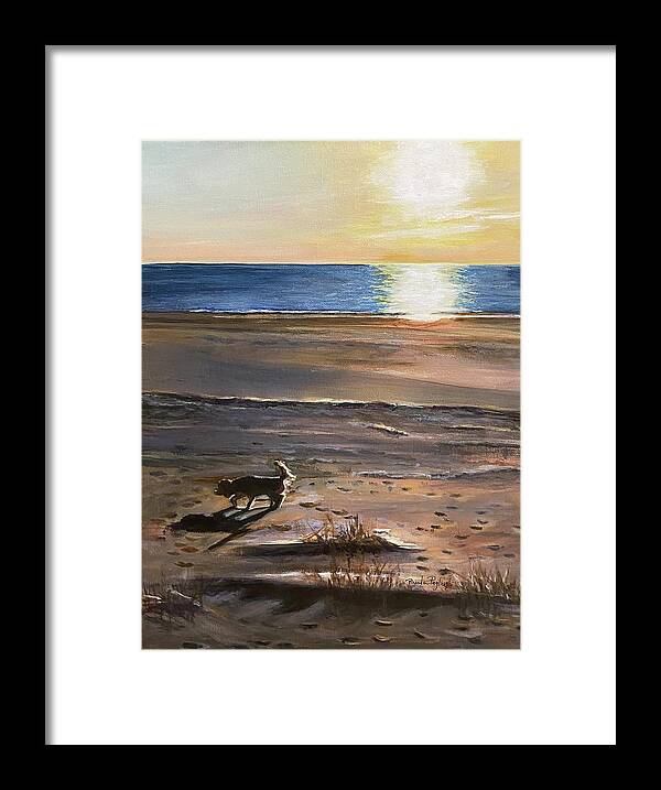 Painting Framed Print featuring the painting Best Time on the Beach by Paula Pagliughi