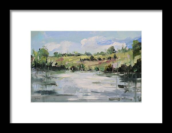 Betty’s Creek Cove Framed Print featuring the painting Betty's Creek Cove at Smith Mountain Lake Virginia by Donna Tuten