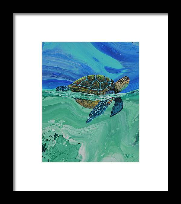Honu Framed Print featuring the painting Between Heaven and the Sea by Darice Machel McGuire