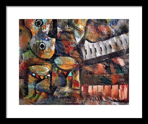 African Art Framed Print featuring the painting Between The Keys by Peter Sibeko 1940-2013