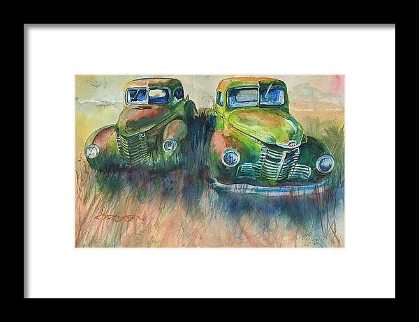Old Trucks Framed Print featuring the painting Beulah and Hephzibah by Jackson Ordean