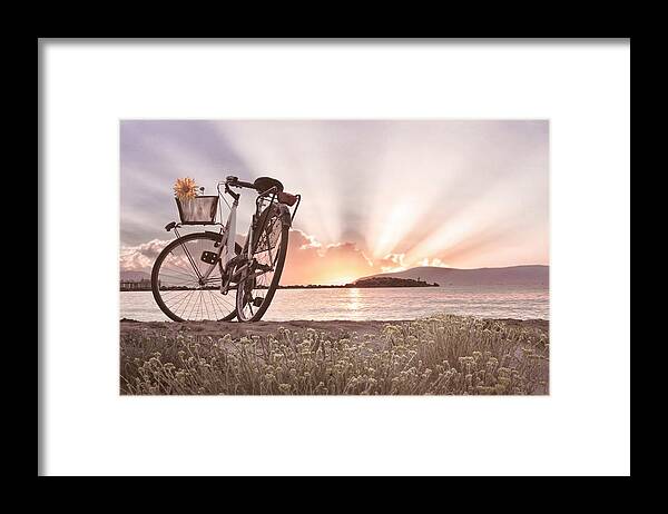 Bike Framed Print featuring the photograph Bicycle at the Shore Cottage by Debra and Dave Vanderlaan