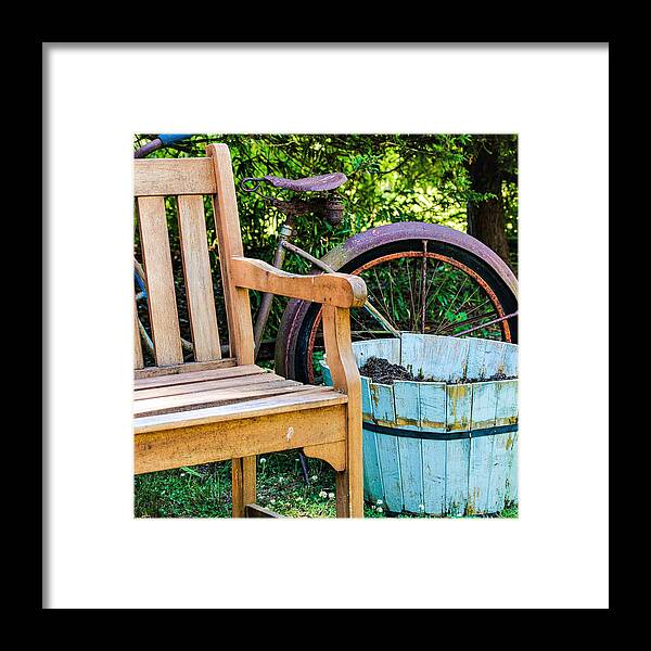 Bicycle Bench Framed Print featuring the photograph Bicycle Bench3 by John Linnemeyer