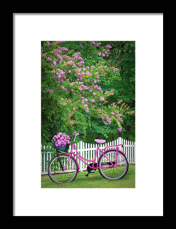 Carolina Framed Print featuring the photograph Bicycle by the Garden Fence by Debra and Dave Vanderlaan