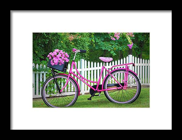Bike Framed Print featuring the photograph Bicycle by the Garden Fence II by Debra and Dave Vanderlaan