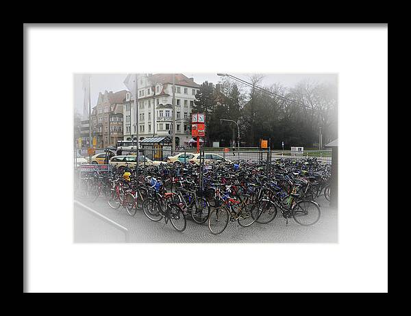 Bikes Framed Print featuring the photograph Bicycles at the Train Station by James C Richardson