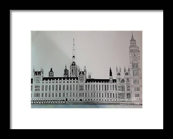 Original Framed Print featuring the drawing Big Ben by Donald Northup
