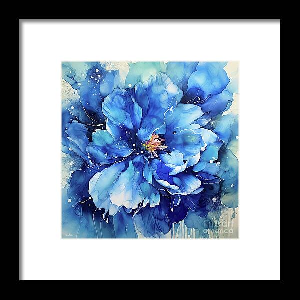 Peony Framed Print featuring the painting Big Blue Peony Flower by Tina LeCour