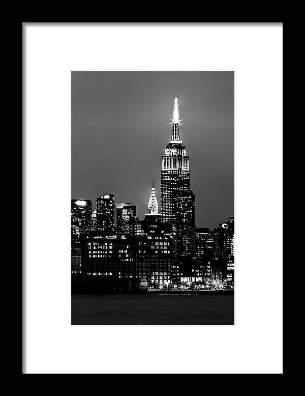 New York City Skyline At Night Framed Print featuring the photograph Big Brother by Az Jackson