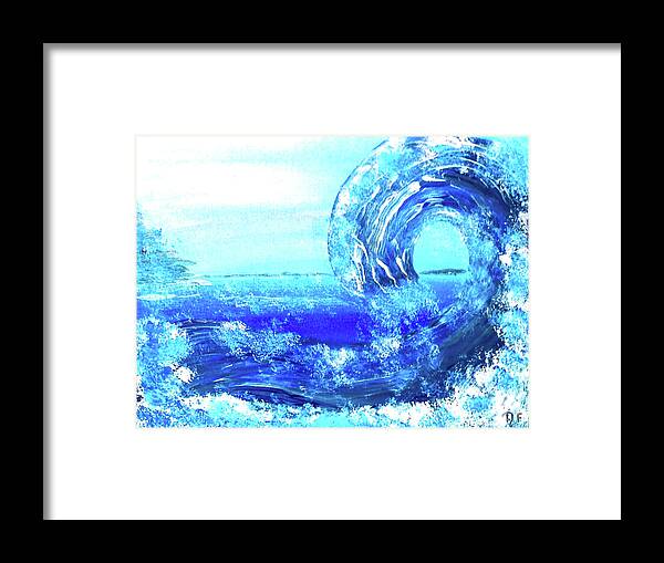 Blue Framed Print featuring the painting Big Bue Wave 2 by Anna Adams