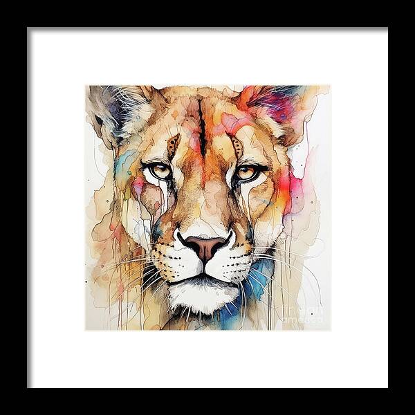 Cougar Framed Print featuring the painting Cougar Cat by Tina LeCour