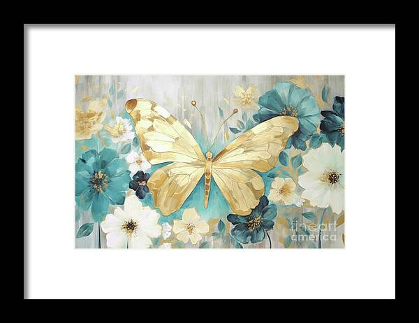 Butterfly Framed Print featuring the painting Big Golden Butterfly by Tina LeCour