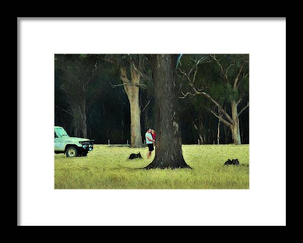 View Framed Print featuring the mixed media Big Gums on the Farm by Joan Stratton