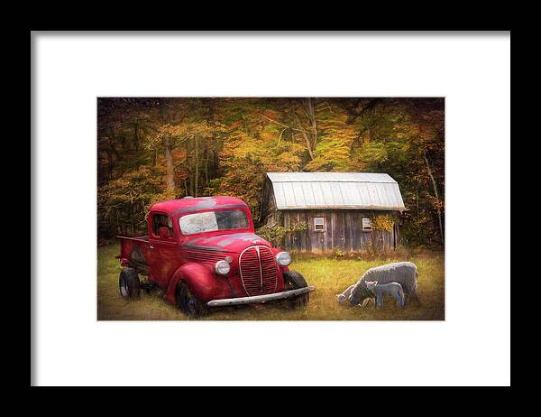 Barn Framed Print featuring the photograph Big Red on the Farm Painting by Debra and Dave Vanderlaan