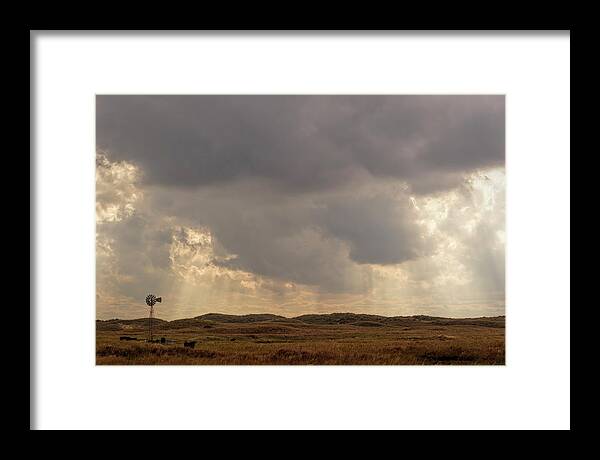 Fine Art America Framed Print featuring the photograph Big Sky and Windmill by Scott Bean