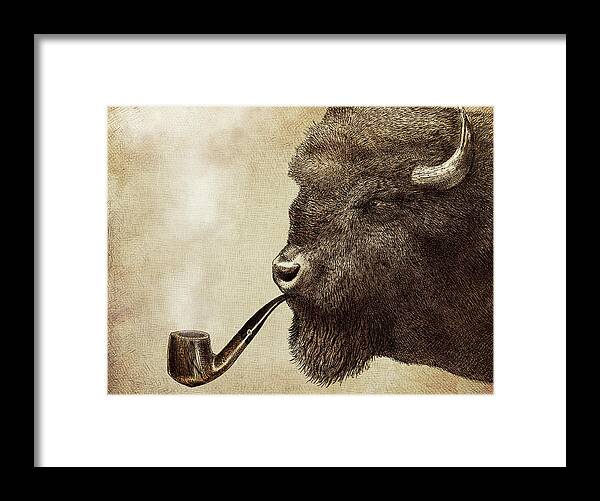 Buffalo Framed Print featuring the drawing Big Smoke by Eric Fan