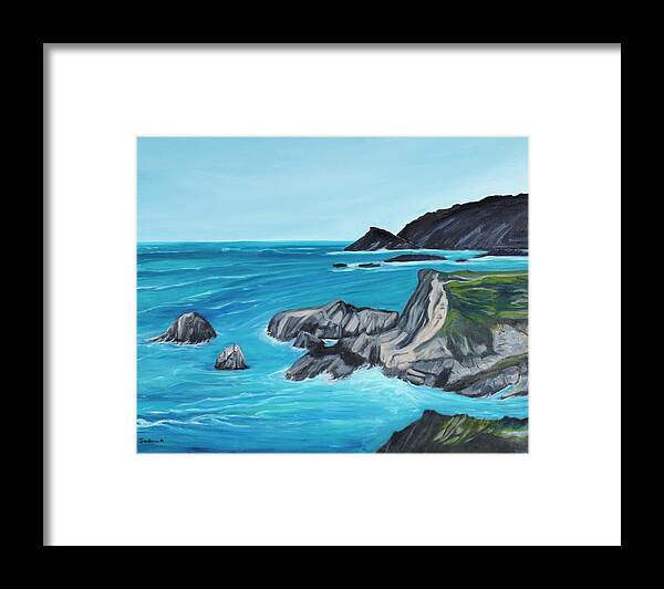 Seascape Framed Print featuring the painting Big Sur Coast by Santana Star