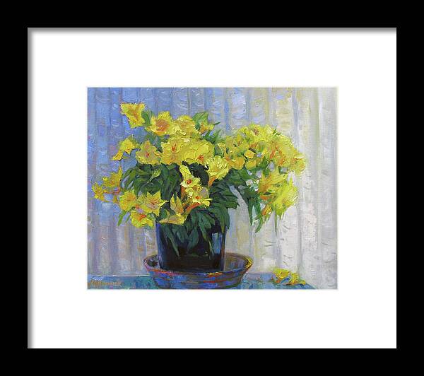 Flower Framed Print featuring the painting Big Yellow by John McCormick