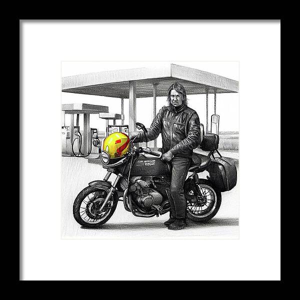 Motorcycle Framed Print featuring the digital art Biker by David Letts