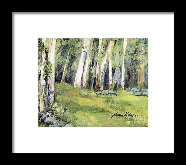 Landscape Framed Print featuring the painting Birch Trees and Spring Field by Laurie Rohner
