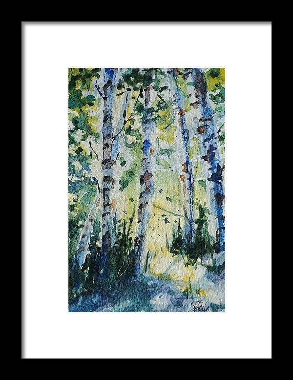 Birch Framed Print featuring the painting Birches by Sheila Romard