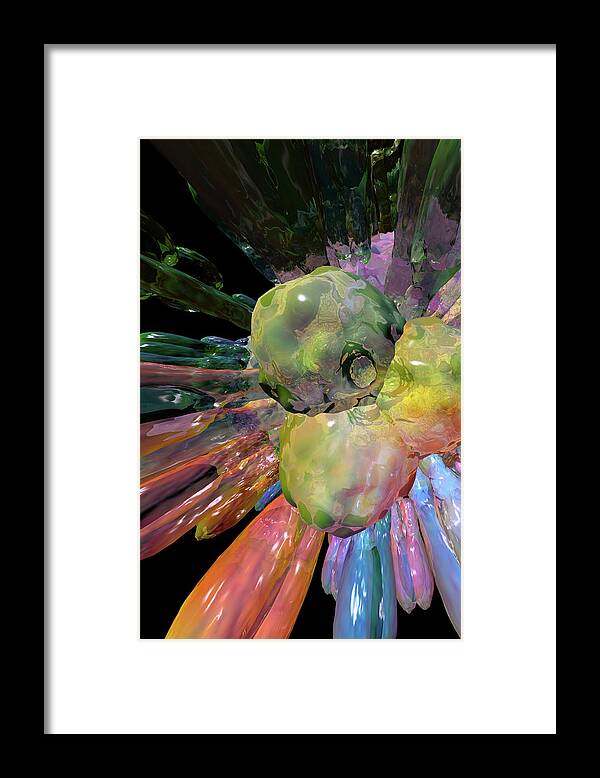 Deep Zoom Into An Influenza Virus Particle Model Rendered In Translucent Rainbow Colours Framed Print featuring the digital art Bird Flew #3 by Russell Kightley