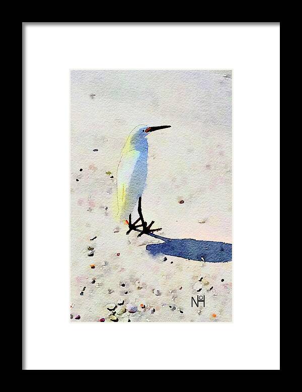 Ocean Framed Print featuring the digital art Birdie Bird by Nancy Olivia Hoffmann
