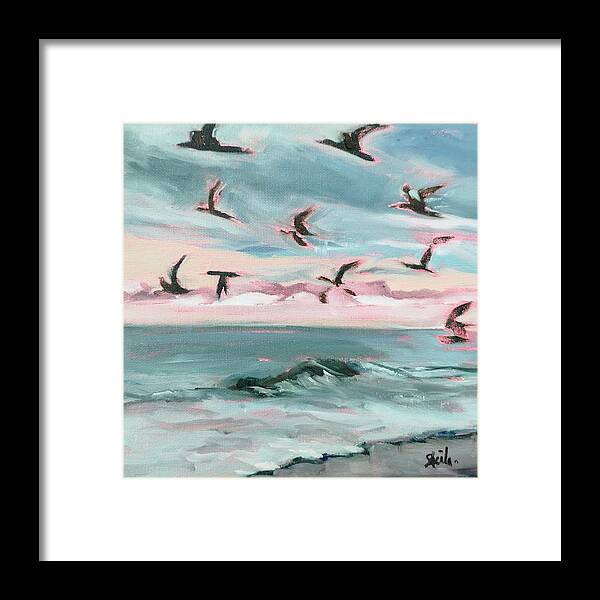 Seascape Framed Print featuring the painting Taking Flight by Sheila Romard