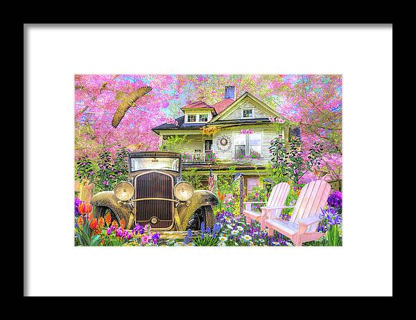 Birds Framed Print featuring the digital art Bit of Nostalgia by Debra and Dave Vanderlaan