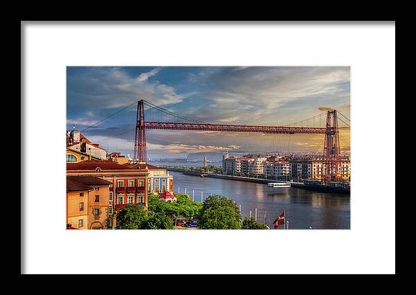 Bridge Framed Print featuring the photograph Bizkaia Bridge overview by Micah Offman