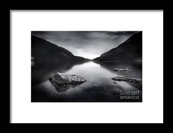 Black And White Framed Print featuring the photograph Black and white lake by The P