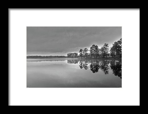 Black And White Reflections On Lake Murray South Carolina Framed Print featuring the photograph Black And White Reflections On Lake Murray South Carolina by Lisa Wooten