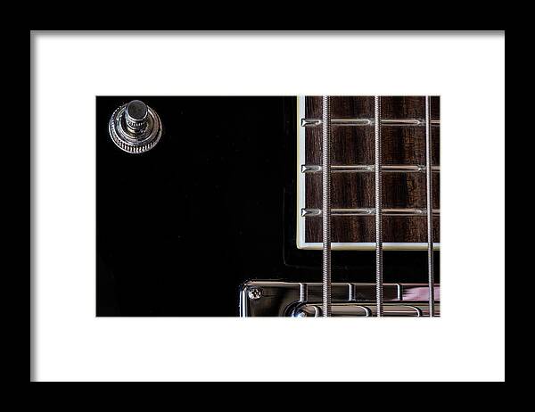 Fuji Framed Print featuring the photograph Black Bass Guitar Abstract Two by Glenn DiPaola