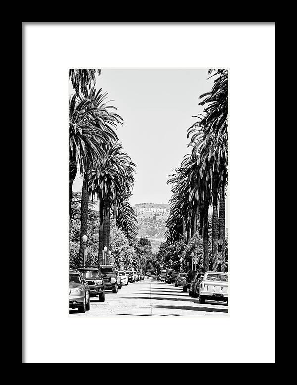 Palm Trees Framed Print featuring the photograph Black California Series - Downtown Los Angeles by Philippe HUGONNARD