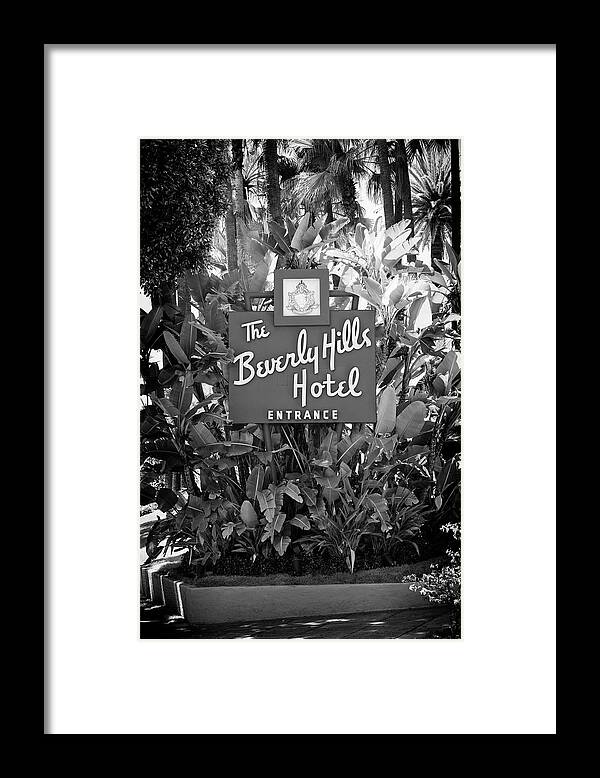 Los Angeles Framed Print featuring the photograph Black California Series - L.A Beverly Hills Hotel by Philippe HUGONNARD