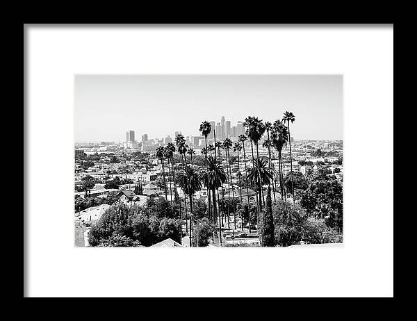 Los Angeles Framed Print featuring the photograph Black California Series - Los Angeles View by Philippe HUGONNARD