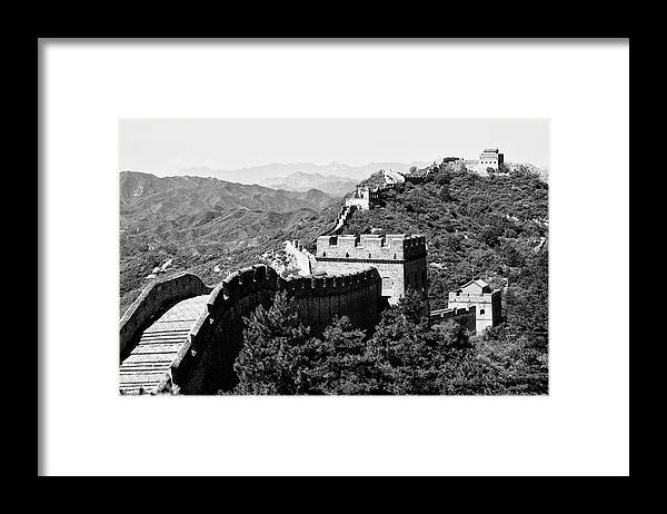 Great Wall Of China Framed Print featuring the photograph Black China Series - Great Wall of China by Philippe HUGONNARD