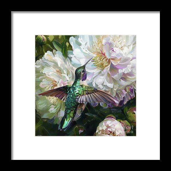 Hummingbird Framed Print featuring the painting Black Chinned Hummingbird 2 by Tina LeCour