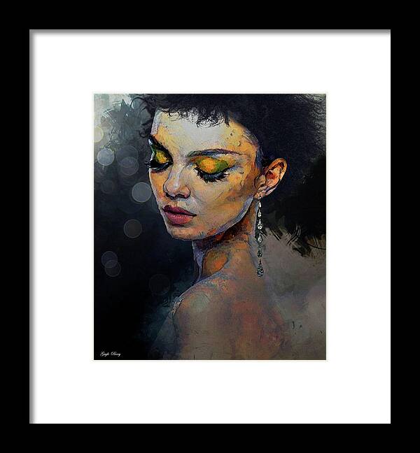 Black Diamond Framed Print featuring the mixed media Black Diamond by Gayle Berry