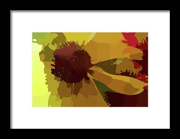 Botanical Framed Print featuring the digital art Black Eyed Susan Abstract by Shelli Fitzpatrick