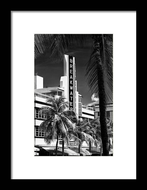 Florida Framed Print featuring the photograph Black Florida Series - Beautiful Miami Art Deco by Philippe HUGONNARD