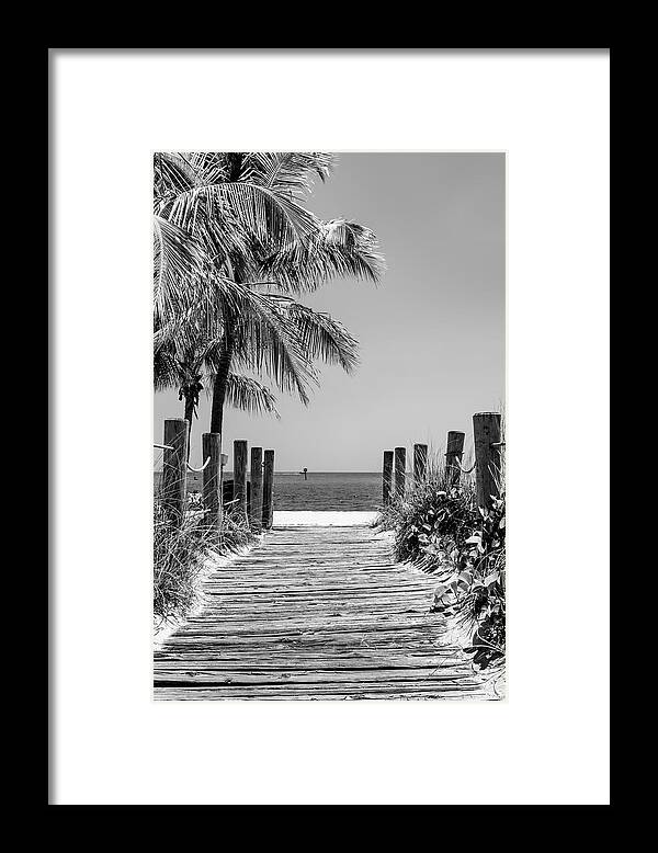 Florida Framed Print featuring the photograph Black Florida Series - Boardwalk Beach in Key West by Philippe HUGONNARD