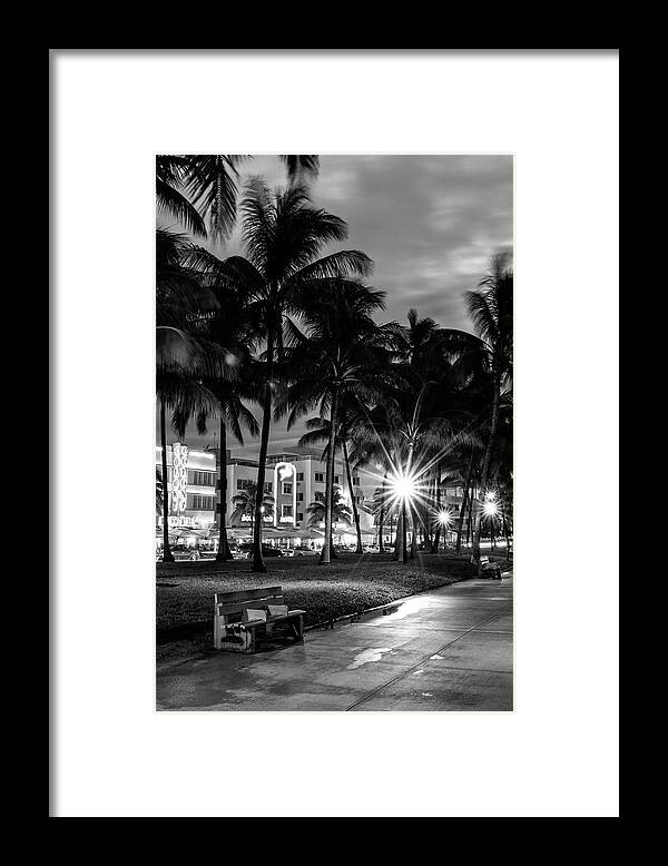 Florida Framed Print featuring the photograph Black Florida Series - Nightfall Miami by Philippe HUGONNARD