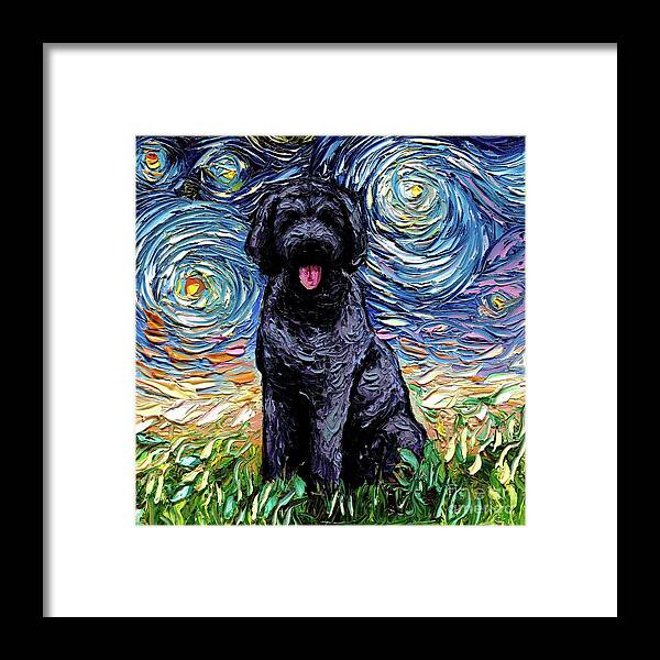 Golden Doodle Framed Print featuring the painting Black Goldendoodle by Aja Trier